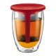 Термокружка - стеклянная с чайным ситечком Bodum 0,35ml - Красная
