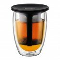 Термокружка - стеклянная с чайным ситечком Bodum 0,35ml - Черная